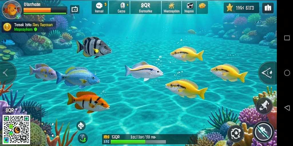 Gameplay seru di 8QR dengan tangkapan ikan beragam.