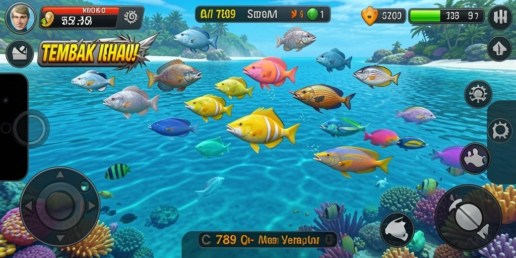 Tampilan menarik dari gameplay Tembak Ikan di C789.