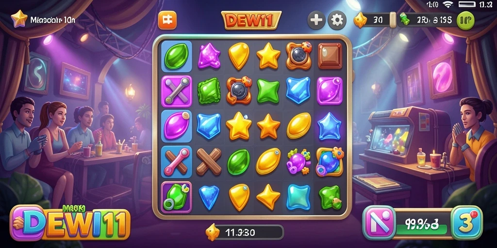 Screenshot gameplay DEWI11 menunjukkan keseruan mencocokkan permata.