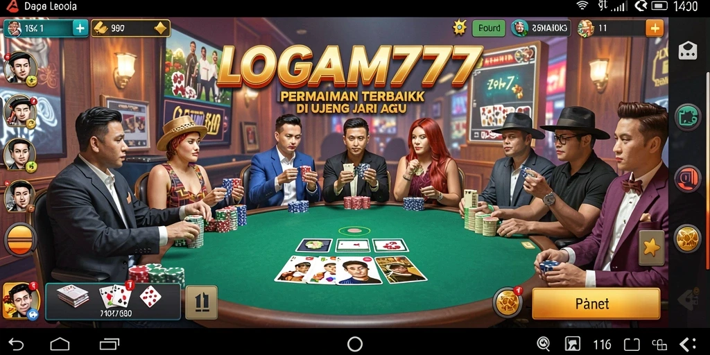 Tampilan gameplay LOGAM777 yang menampilkan aksi poker seru.