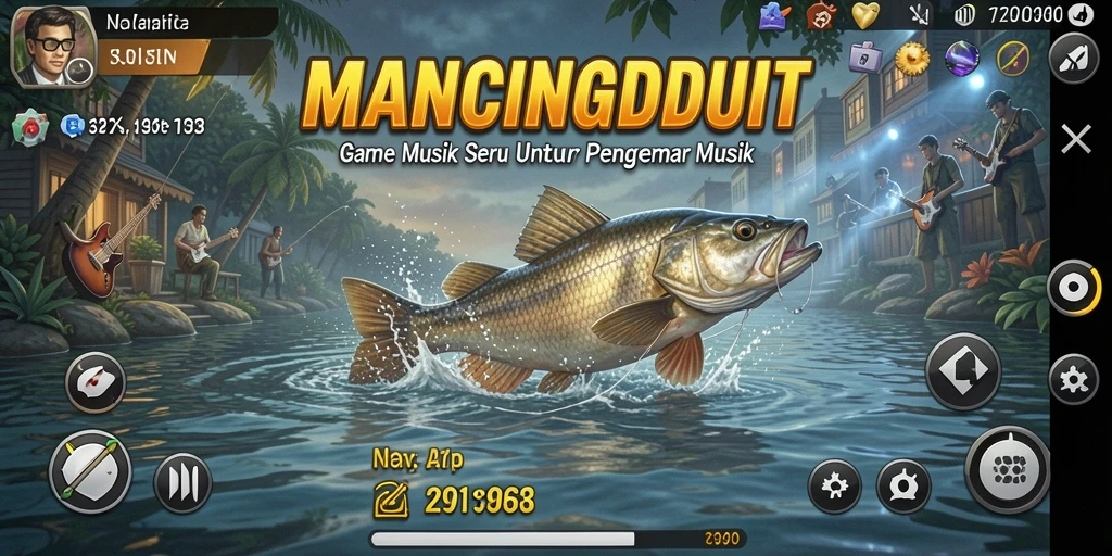 Tangkapan layar utama MANCINGDUIT menampilkan gameplay seru dengan elemen musik.