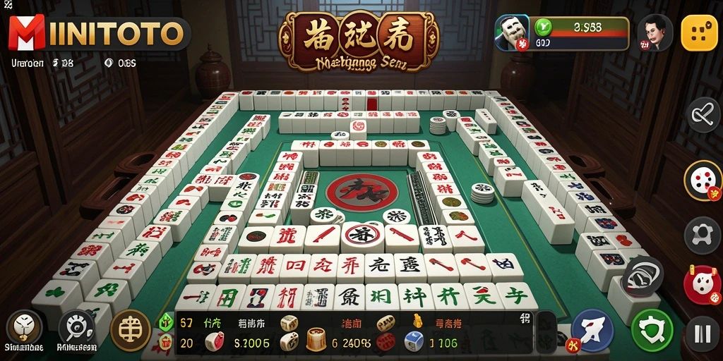 Tampilan gameplay MINITOTO dengan ubin Mahjong yang berwarna-warni dan menarik.