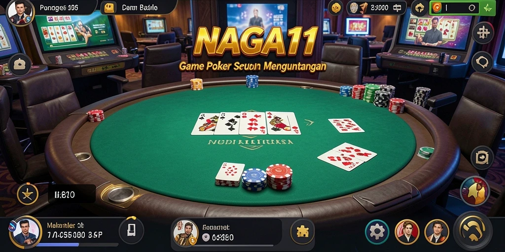 Tampilan gameplay menarik NAGA11 dengan suasana Poker mendebarkan.