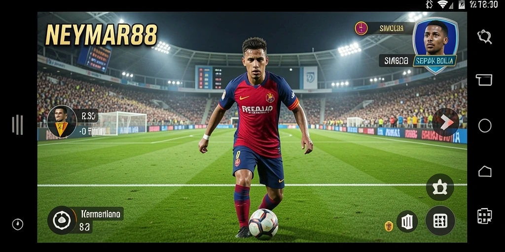 Tampilan gameplay NEYMAR88 dengan aksi sepak bola yang mendebarkan.