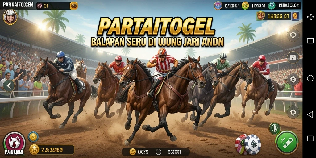 Screenshot gameplay PARTAITOGEL menunjukkan aksi balapan yang mendebarkan.