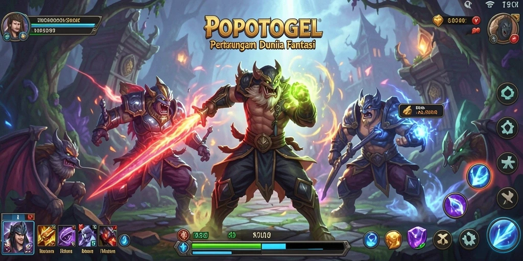 Tampilan seru dari pertarungan karakter POPOTOGEL dalam gameplay