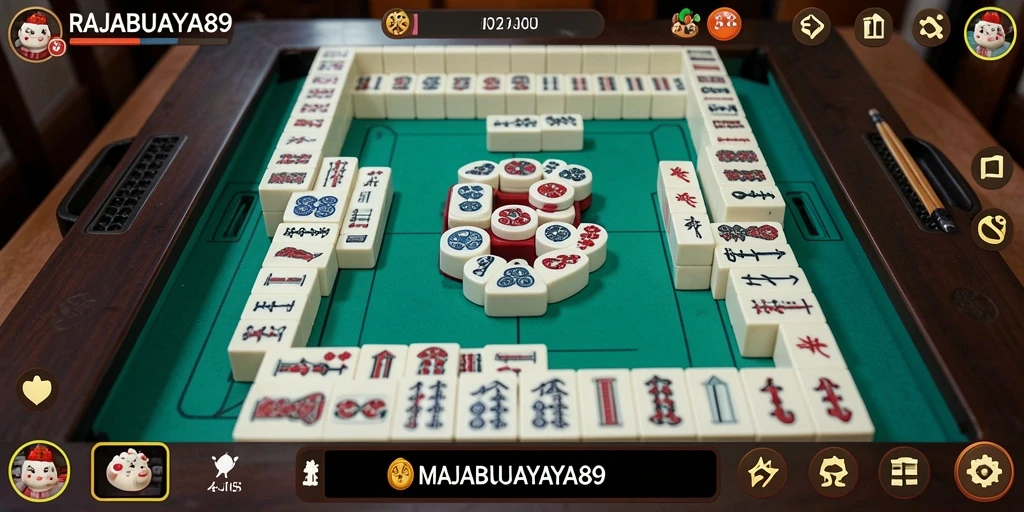 Tampilan utama permainan RAJABUAYA89 dengan desain papan Mahjong yang menarik.