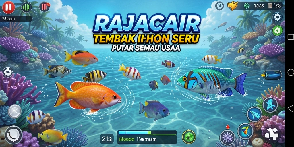 Screenshot gameplay RAJACAIR menampilkan aksi menembak ikan yang seru.