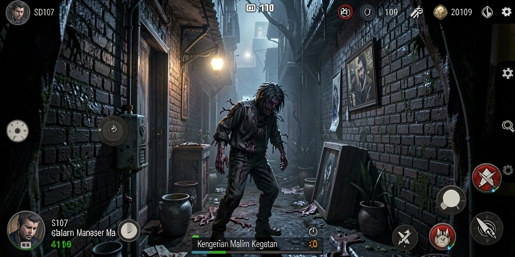 Gameplay seram di dalam SD107 dengan suasana mencekam.