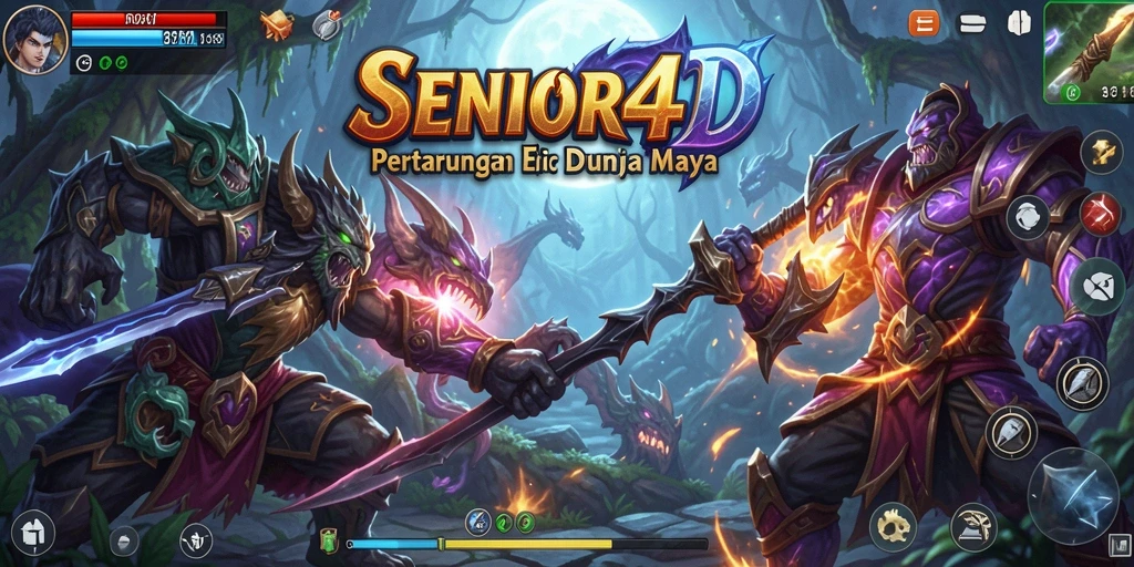 Tampilan mendebarkan dari gameplay SENIOR4D dalam pertarungan epic.