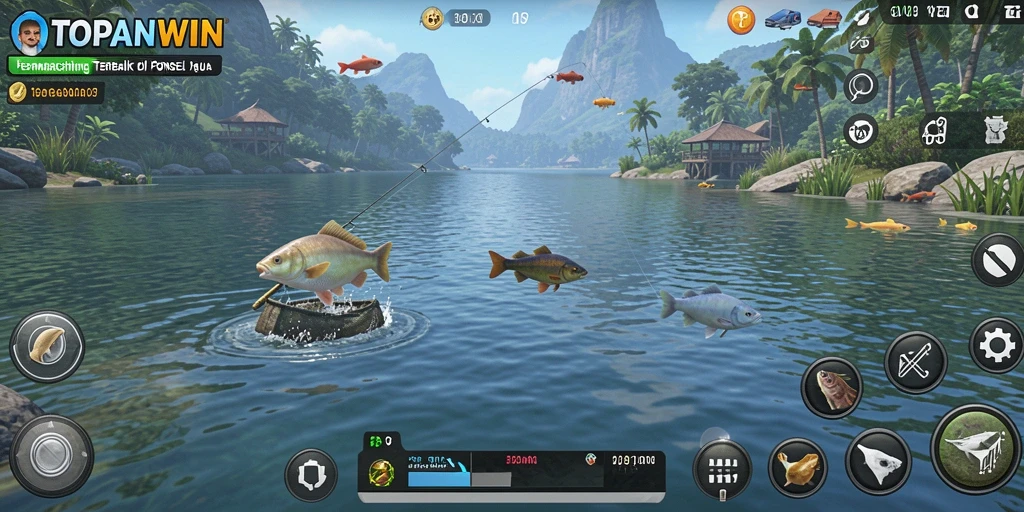 Gambaran gameplay menarik dari TOPANWIN saat menangkap ikan.