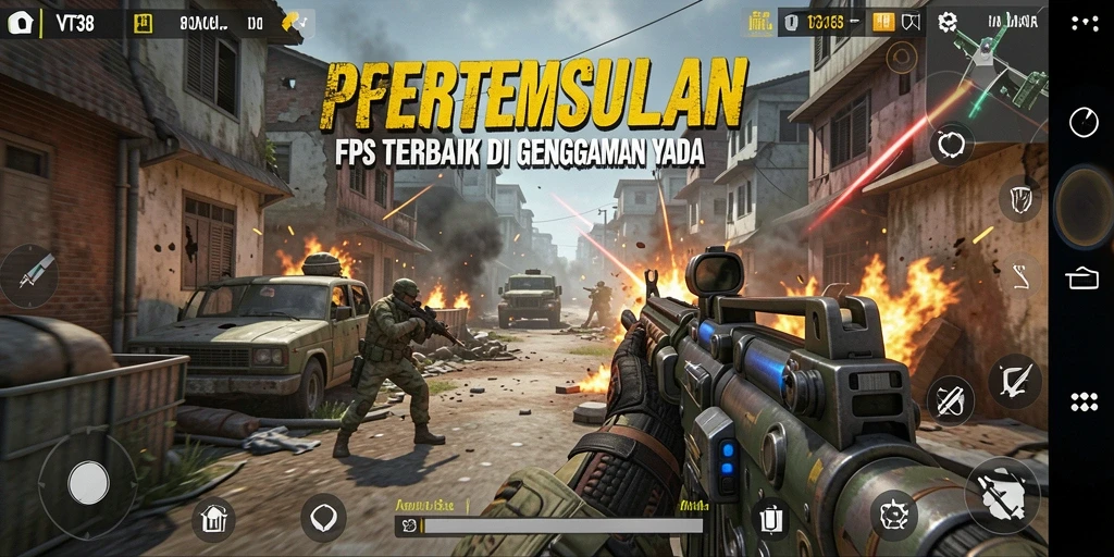 Screenshot gameplay VT38 menampilkan aksi pertempuran yang intens.