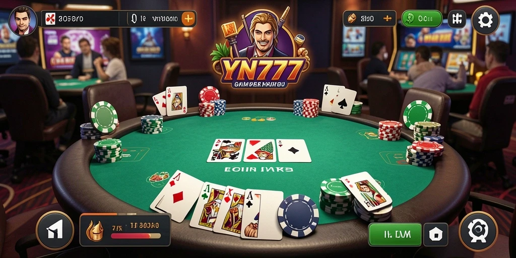 Tampilan gameplay seru saat bermain Poker di YN777.