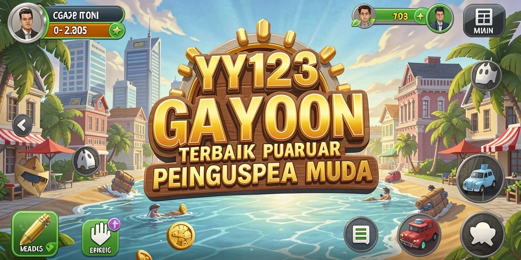 Screenshot gameplay YY123 menunjukkan manajemen bisnis yang seru.